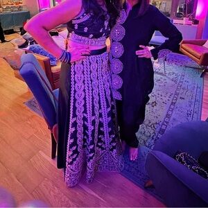 Embroidered Navy Blue Lehenga choli set with Work